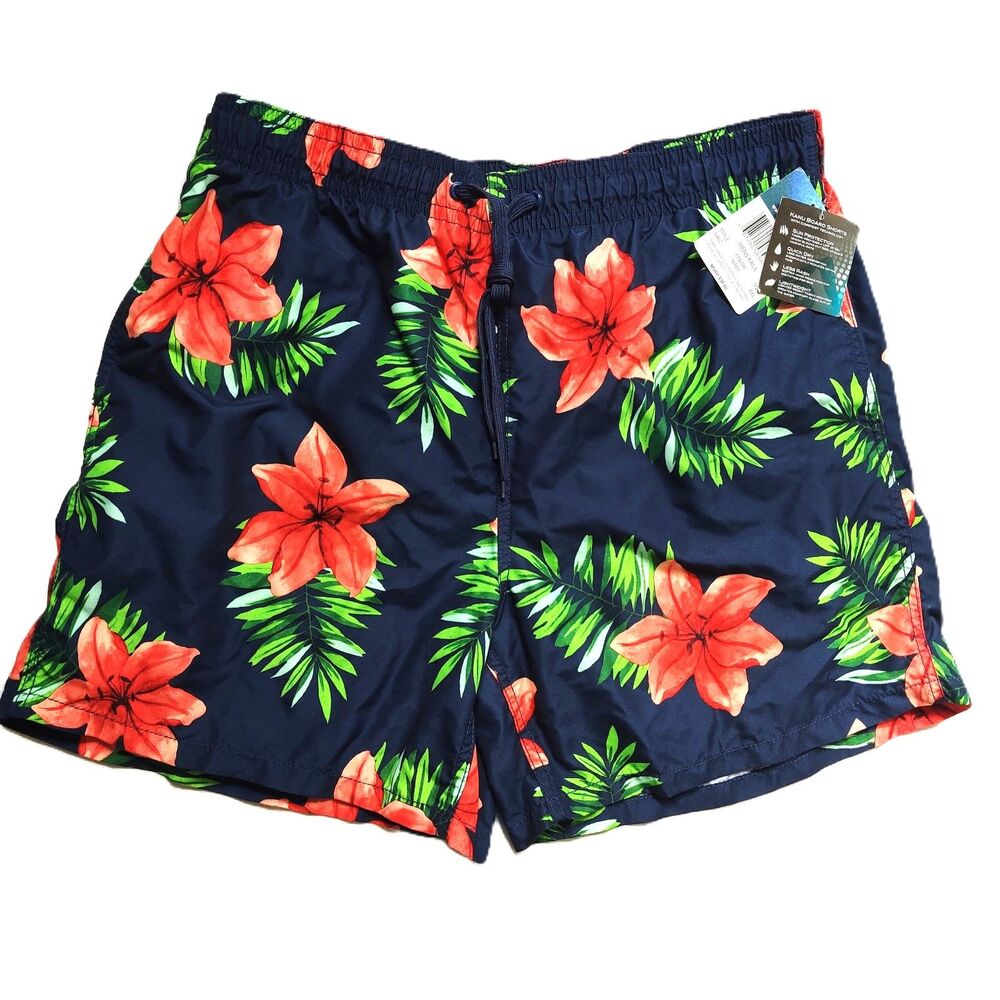 Kanu Surf Men XXL Kala Floral Board Shorts Swim Trunks Navy NWT